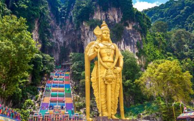 batu cave, hinduism temple in a sunny day in kuala lumpur, malaysia
